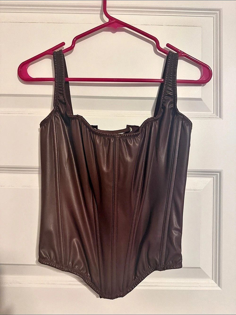 Victoria's Secret Faux Leather Mini Corset Top Brown Medium